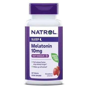 Мелатонин быстрорастворимый, 10 мг, вкус клубники, Melatonin, Fast Dissolve, Natrol, 60 таблеток 2418676999 фото