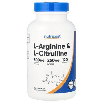 L-аргінін і L-цитрулін, L-Arginine & L-Citrulline, Nutricost, 120 капсул 3085700597 фото