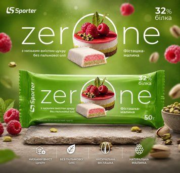 Sporter Батончик Zero One 50 г - фісташка-малина NEW 3098700882 фото