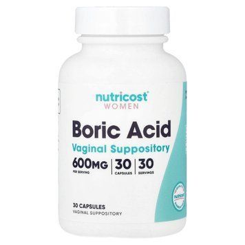 Борна кислота для жінок, 600 мг, Women, Boric Acid, Vaginal Suppository, Nutricost, 30 вагінальних капсул 3085700603 фото