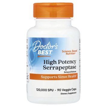 Серрапептозу високої ефективності, 120,000 SPU, High Potency Serrapeptase, Doctor's Best, 90 вегетаріанських 2454432239 фото