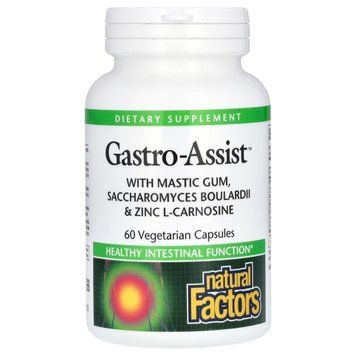 Здоров'я шлунка та кишечника, Gastro-Assist with Mastic Gum, Boulardii&Zinc Carnosine, Natural Factors, 60 вегетаріанських капсул 2424136244 фото