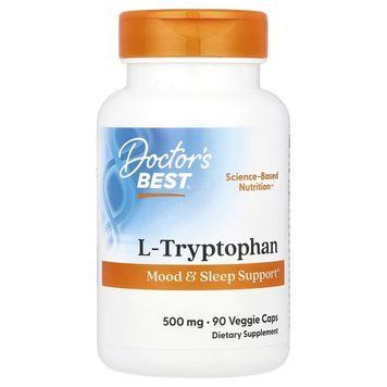 L-триптофан, 500 мг, L-Tryptophan, Doctor's Best, 90 вегетарианских капсул 2599747510 фото