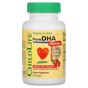 ДГК (докозагексаєнова кислота) для дітей, смак ягід, Pure DHA, ChildLife, 90 гелевих капсул 2240781039 фото