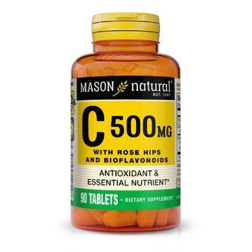 Вітамін C 500 мг із Шипшиною й біофлавоноїдами, Vitamin C With Rose Hips and Bioflavonoids, Mason Natural, 90 таблеток 1490186559 фото