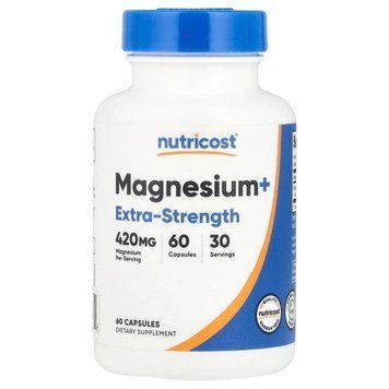 Магний+, 420 мг, Magnesium+, Extra-Strength, Nutricost, 60 капсул 3085700573 фото