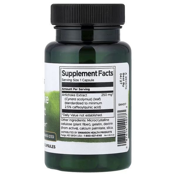 Артишок, 250 мг, Artichoke Extract, Swanson, 60 капсул 3033459851 фото