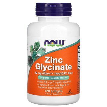 Гліцинат цинку, Zinc Glycinate, Now Foods, 120 гелевих капсул 1755992038 фото